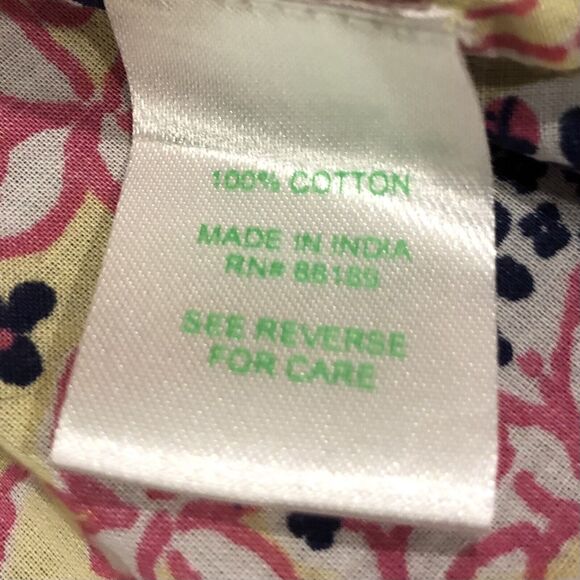Lilly Pulitzer Blouse Tunic XS Multicolor Floral V Neck Empire Waist Roll Tab - Picture 8 of 10